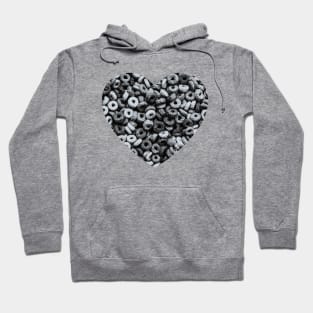 Black and White Fruity Cereal Photograph Heart Hoodie